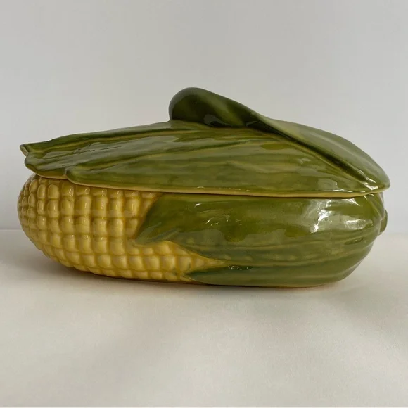 Shawnee USA Corn King Vintage Green and Yellow Corn Shaped Ceramic Dish 74 - Picture 3 of 10